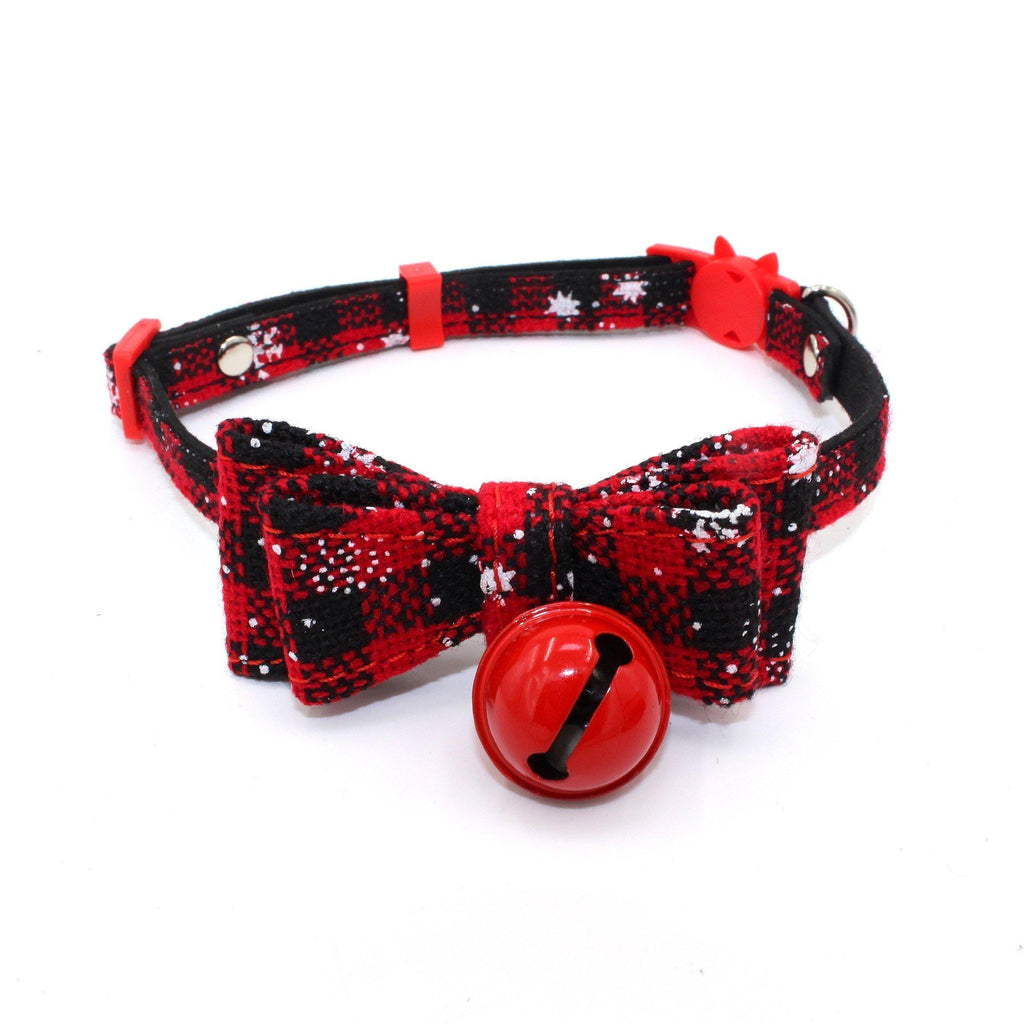 X-mas Jingle Bell Bowknot Dog Cat Collar (Red) - PawdyGuard