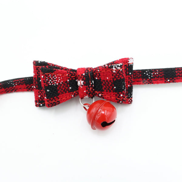X-mas Jingle Bell Bowknot Dog Cat Collar (Red) - PawdyGuard