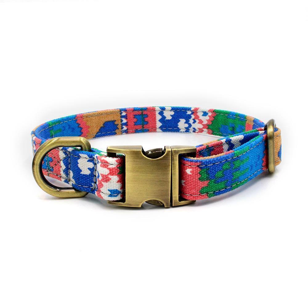 Tribal Pattern Canvas Dog Collar (Blue) - PawdyGuard