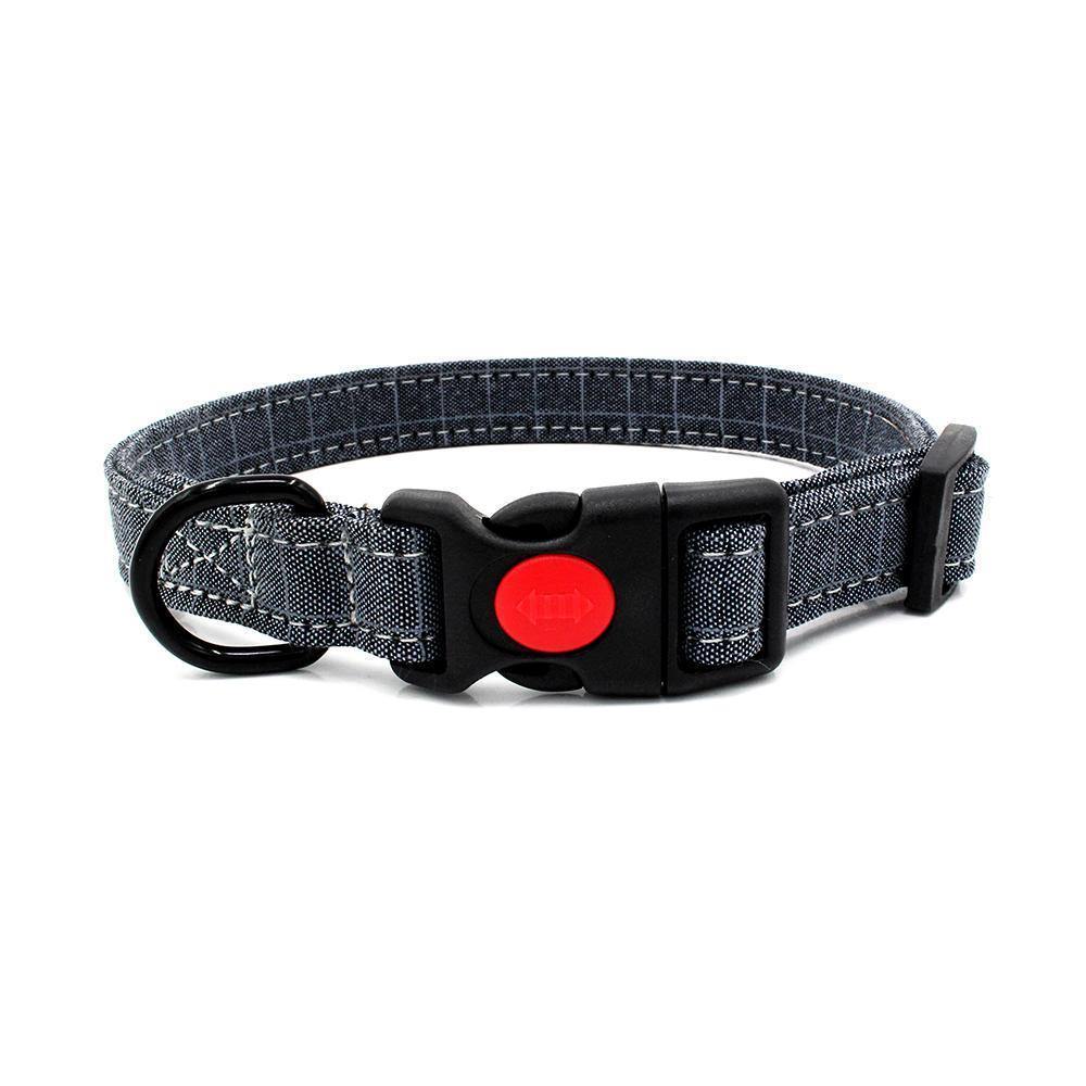 Canvas Adjustable Button-Release Buckle Dog Collar (Khaki) - PawdyGuard