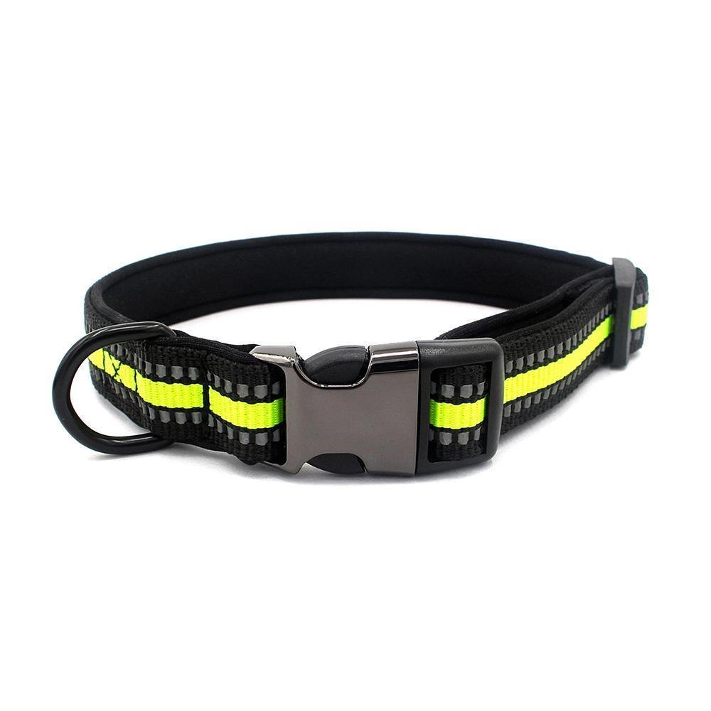 Reflect Woven Tape Dog Collar (Neon Green) - PawdyGuard