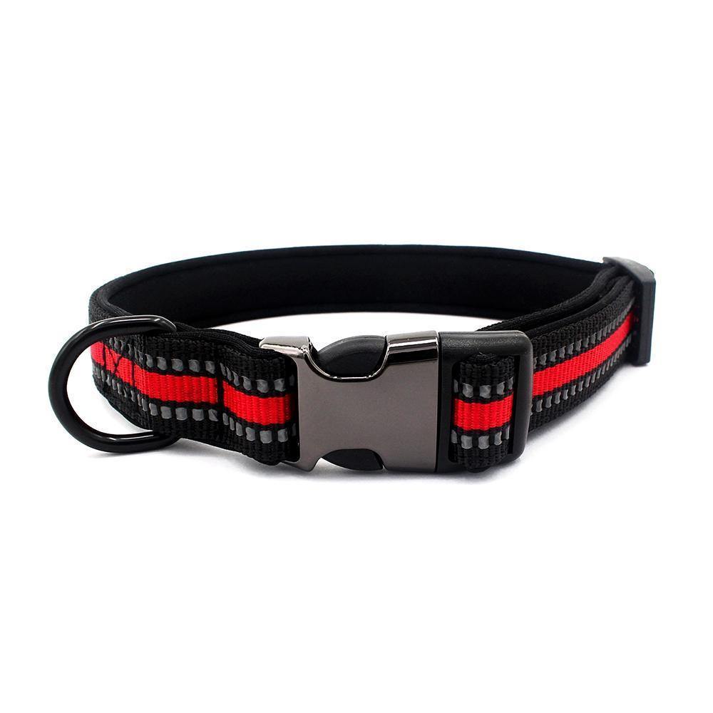 Reflect Woven Tape Dog Collar (Red) - PawdyGuard