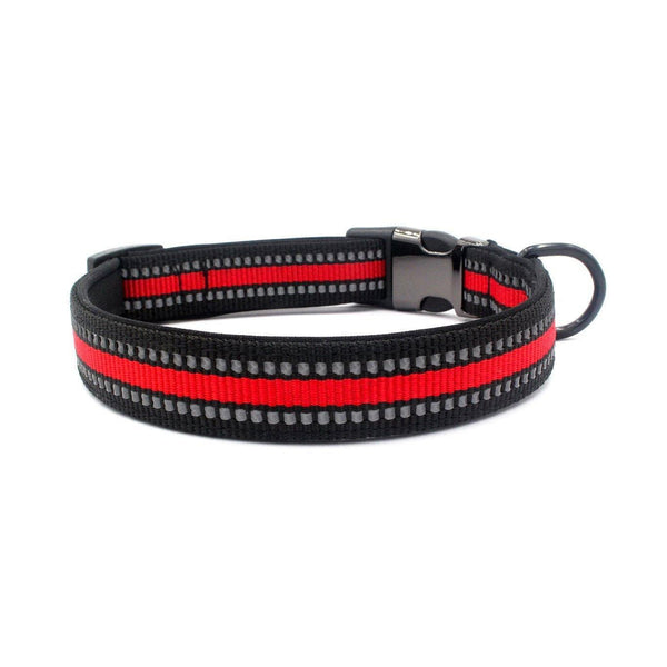Reflect Woven Tape Dog Collar (Red) - PawdyGuard
