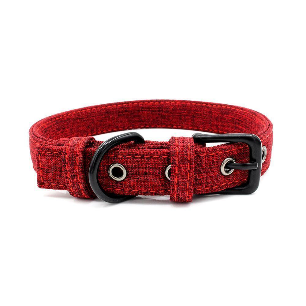 Traditional Soft Canvas Dog Collar (Red) - PawdyGuard