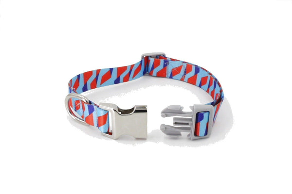 Printed Safety Nylon Dog Collar (Blue) - PawdyGuard