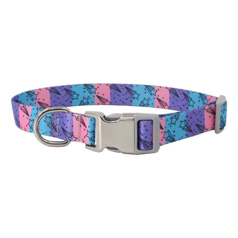 Printed Safety Nylon Dog Collar (Purple) - PawdyGuard
