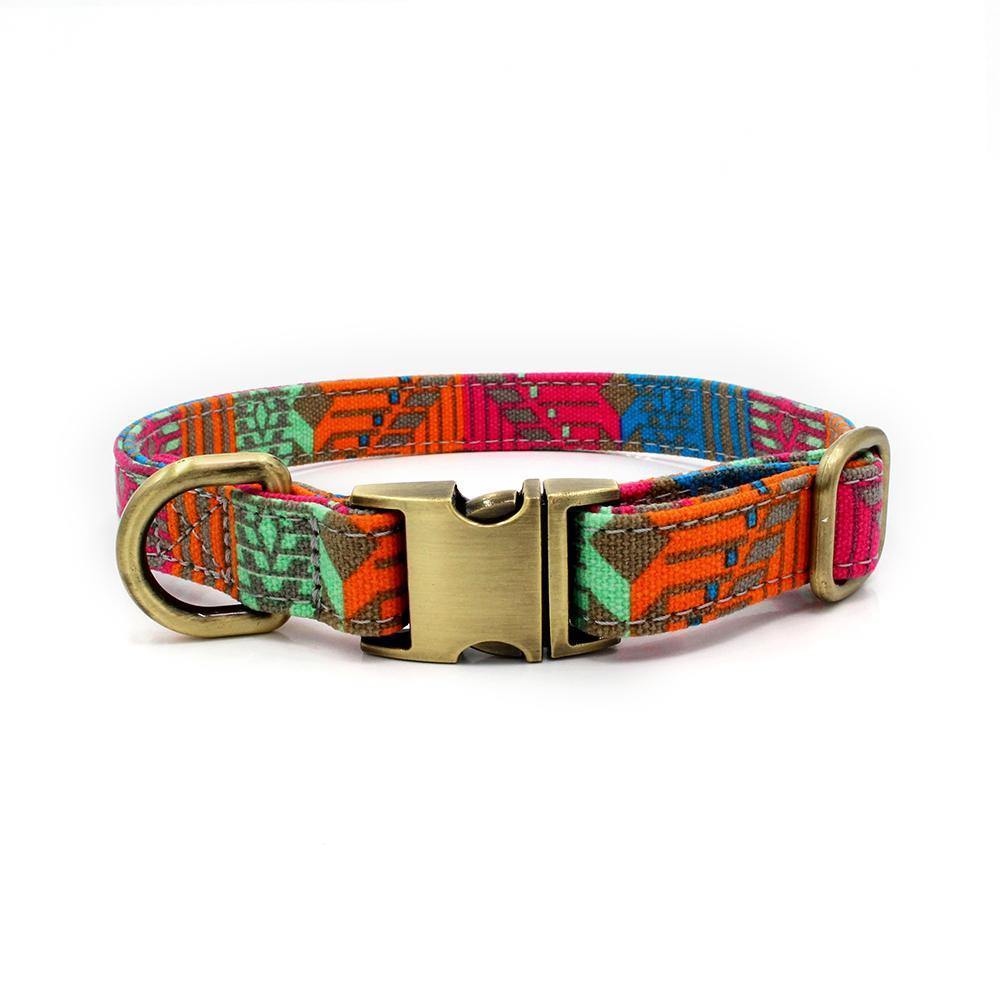 Tribal Pattern Canvas Dog Collar (Orange) - PawdyGuard