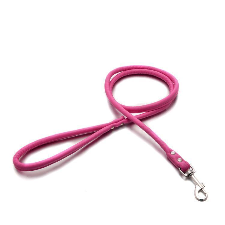 PU-Leather Dog Loop Handle Leash (Pink) - PawdyGuard